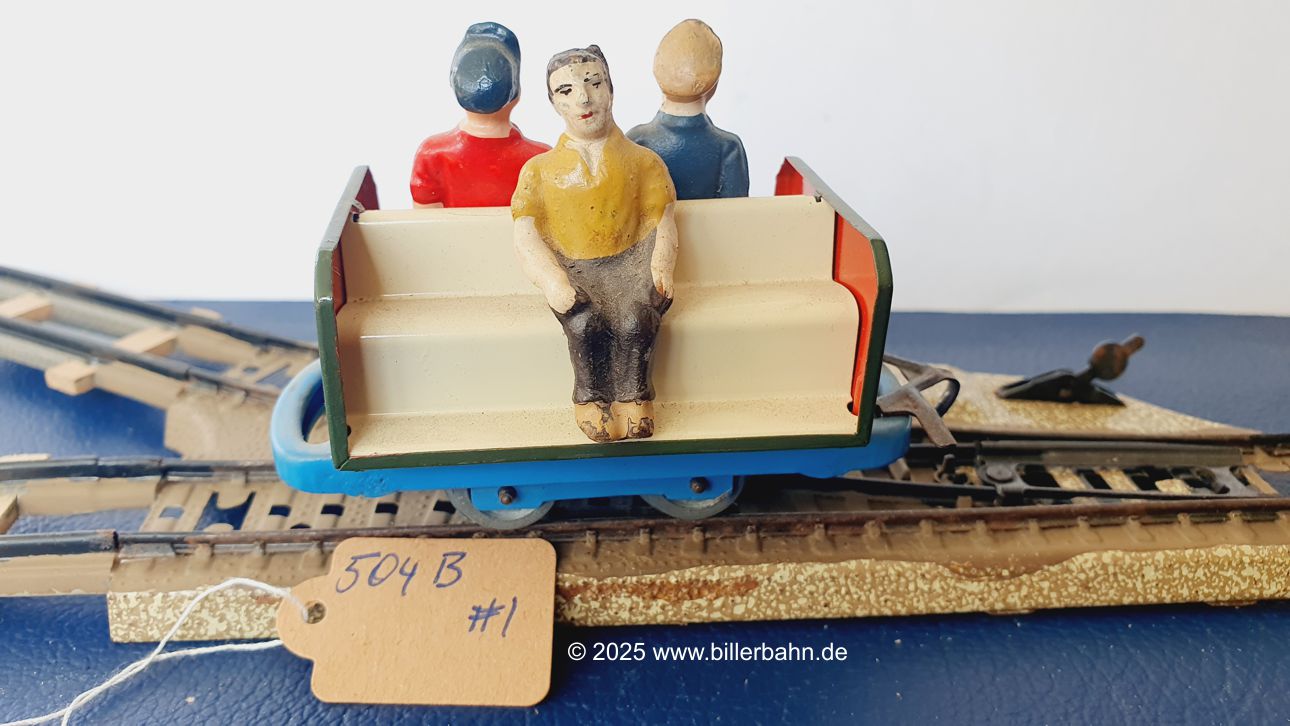 blauer Arbeiterwagen mit heller Bank
