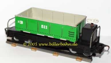 green tipper, black chassis, white handle